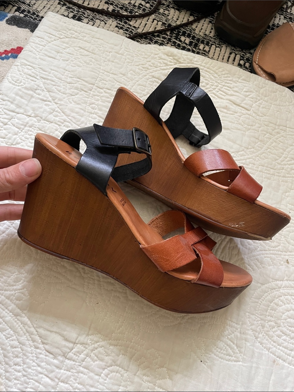Bellamy leather made in Italy wedge heels EU 41 / US w 11 - Picture 16 of 16